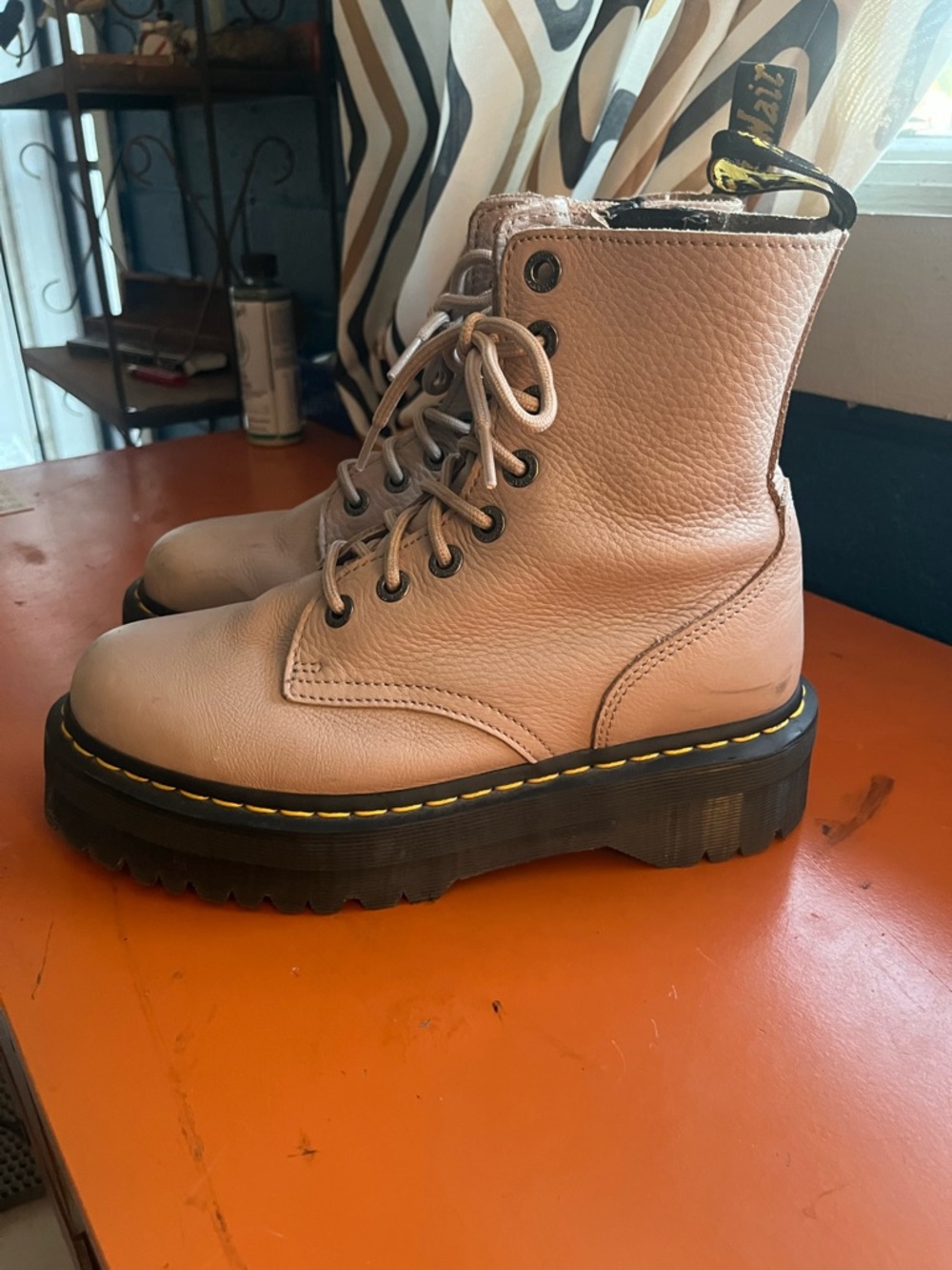 Dr. Martens Blush Leather Platform Combat Boots